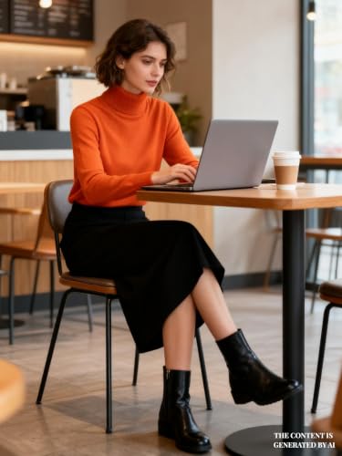 Image of DAIMIDY Turtleneck Sweaters for Women Long Sleeve Pullover Tops | Knitted Material| Soft, Warm and Breathable| High Resilience and Tensile Strength Design| Business Casual Tops| Dailywear