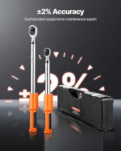 Image of VEVOR Digital Torque Wrench 3 /8 1 /2 Inch Drive, 0-44.25FT.LB(0-60Nm) /0-162.26FT.LB(0-220Nm) ±2% Accuracy, Electronic Torque Wrench with Preset Mode,Vibration,Buzzer,LED Notification,5Units of Measure | 2.2-44.25Ft.Lb(3-60Nm) /8.1-162.26Ft.Lb(0-220Nm) , ±2% Accuracy Electric Wrench Set, Peak & Track Buzzer, LED Alert