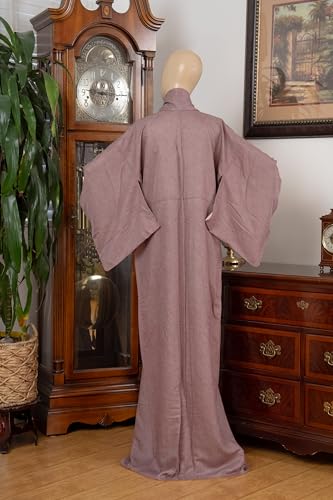 DEAR VANILLA Authentic Traditional Japanese Edo Komon Kimono for Women Silk Robe Made in Japan KMK-0031 Brown