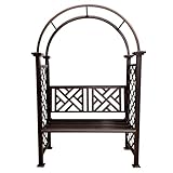 Oakland Living Bronze Aluminum Garden Arbor Arch with 2-Seater Bench