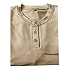 Mens Henley T-Shirts Cotton Short Sleeve Shirts Casual Summer Shirt Tops Khaki T Shirt Men XXL #3