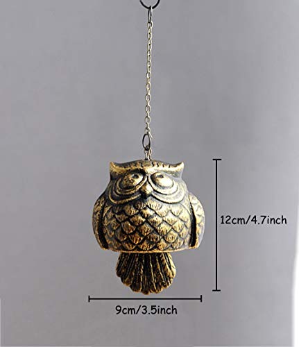 Mornenjoy Rustic Cast Iron Owl Wind Chime Hanging Decorative Japanese Wind Chimes For Home Garden Patio Yard Indoor Outdoor Decor Grandma Kid Gardener Gift (Bronze) #TOP6