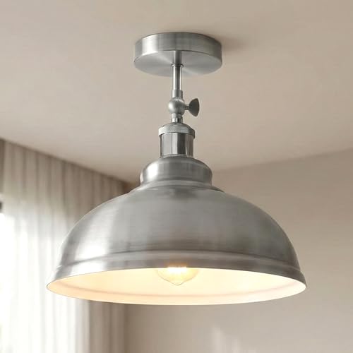 Image of DC VOLTAGE Vintage Style Semi Flush Mount 180 Degree Adjustable E27 Base with Bulb Socket Vintage Style Unique Cone Shape Ceiling Mount Lighting