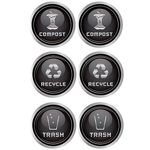 Recycle and Trash Logo Symbol - Elegant Golden Look for Trash Cans, Containers, and Walls - Laminated Vinyl Decal (Small - 5.5in x 5.5in, Silver- Compost)