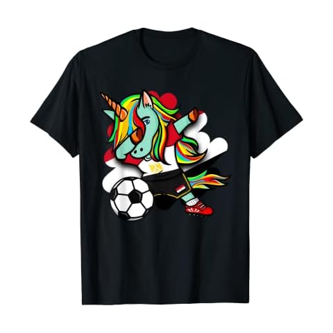 Dabbing Unicorn Egypt Soccer Lovers Jersey Egyptian Football T-Shirt Cover