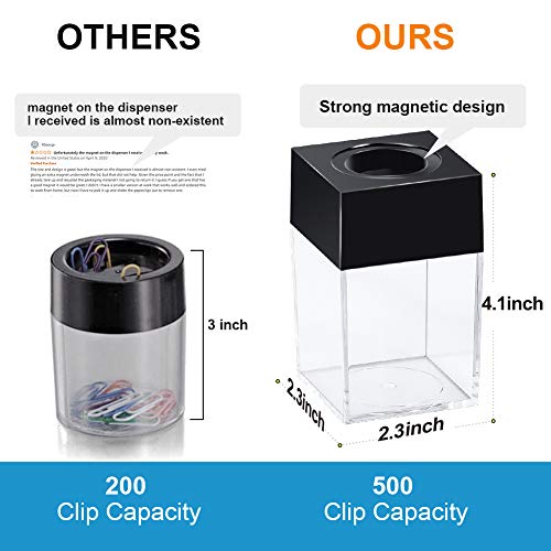 Grwanpen 2 Pack Extra Large Magnetic Paper Cilp Dispenser, 500 Clip Capacity, Black #TOP1