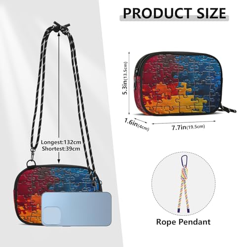 STAYTOP Puzzle Fragment Pattern Small Crossbody Bag Cellphone Purse Wallet for Women & Men,Mini Travel Purse-Puzzle Fragment Pattern3