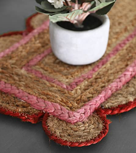 Madhu International Jute Scalloped Table Runner - 13X48 Inches Jute Runner - Hand Woven Jute Runner - Natural Jute Scallop Rug Suitable For Living Room, Kitchen - Braided Jute Rectangle Table Runner #TOP2