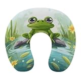 FodPand Frog in A Pond Neck Pillows Ergonomic Travel Head Office Napping Pillows Neck and Head Support Portable Travel Pillow Comfortable U Shape Memory Foam Pillow