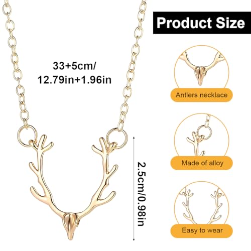 LONZIKP Trachtenkette Damen mit Hirsch Anhänger Goldener Dirndl Schmuck Oktoberfest Kette Geweih Halskette für Frauen
