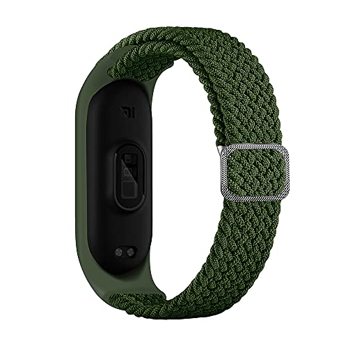 Tiggo Smart Watch Strap compatible for Xiaomi Mi Band 6,Nylon Sport Braided stretch Solo Loop Watch Belt,Replacement Bracelet Wristband Wrist Strap for Xiaomi Mi Band 3 4 5 6 Watch (verde)