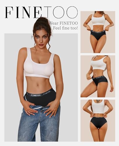 Image of FINETOO Womens Underwear Cotton Hipster Sexy Panties Full Coverage Briefs Stretch Bikinis Comfortable Cheeky 6 Pack