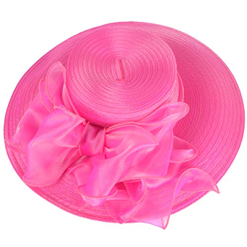 Women Derby Church Dress Cloche Hat Fascinator Floral Tea Party Wedding Bucket Hat S052 (S062-Rose) - Thumbnail 2