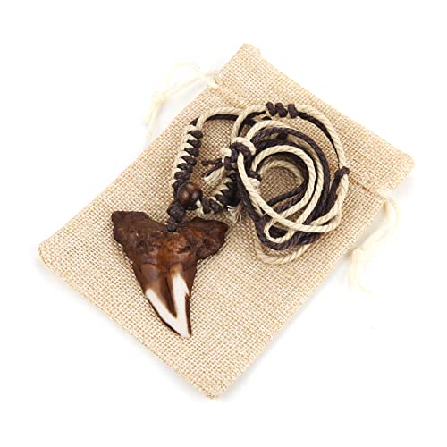 Hzman Hawaiian Shark Teeth Resin Pendant - Adjustable Cord Surfer Necklace - Cool Surfer Hawaiian Beach Style Jewelry #TOP5
