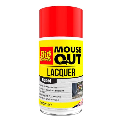 The Big Cheese Anti Mouse Lacquer – 300 ml Aerosol Mouse Biting and Chewing Deterrent/Repellent Hard Surface Application Mint Scented Waterproof Ready-To-Use