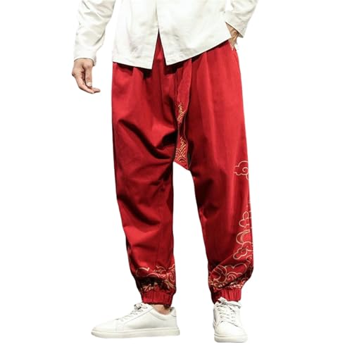Pantalon style chinois homme ample à impression simple et jambes larges