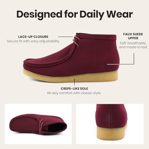 Image of Amali Casual Chukka Boots for Men, High-Top, Lace Up Suede Men's Shoes, Desert Boots with Crepe Rubber Sole