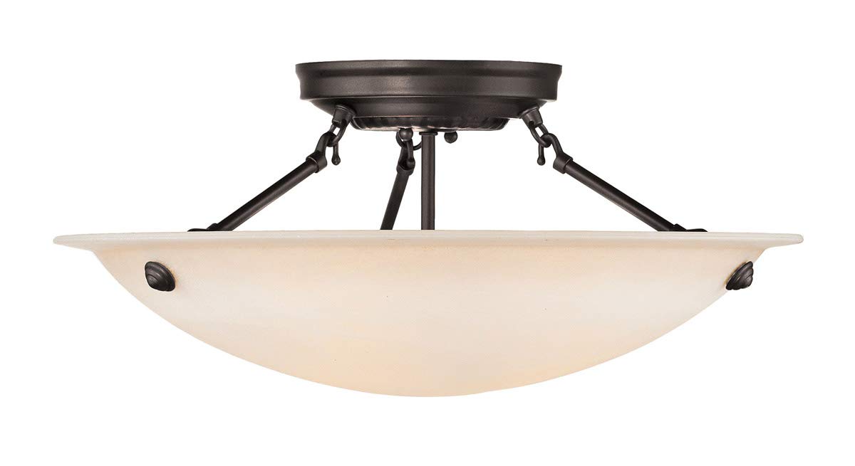 Livex Lighting 5626-07 Home Basics 3 Light Bronze Semi Flush Mount with Honey Alabaster Glass