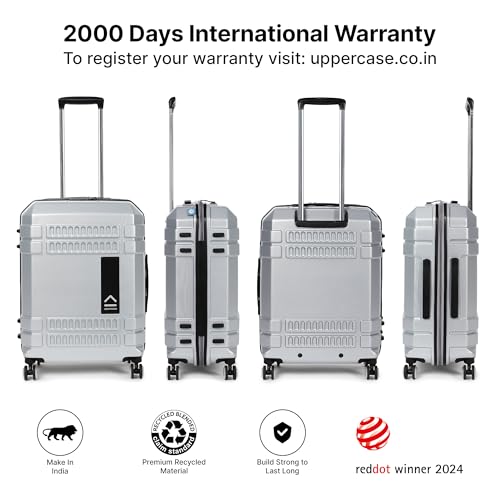 Image of uppercase Polyester Bullet (Medium) 66 Cms|Check-In Inline Trolley Bag|Hardshellsided Luggage Anti-Scratch 8 Wheel Luggage|Tsa Lock&Anti-Theft Zippers|Suitcase For Men&Women (Silver)