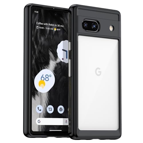 HOOMIL for Google Pixel 7A Case, Non-Yellowing, Drop Protection, Anti-Scratch, Transparent Hard Back Phone Cover - Black Clear