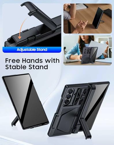 Image of for Samsung Galaxy Z Fold 7 Case with Card Holder RFID Blocking & Privacy Screen Protector & Slide Lens Cover & Hinge Protection & Kickstand, Shockproof Wallet Case for Z Fold 7 (Black)