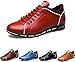 2021 Royal Chiron Sneakers, Herren Leder Atmungsaktive rutschfeste Weiche Sohle Casual Fahrschuhe, Britische Sport Casual Herrenschuhe (rot, Numeric_44)