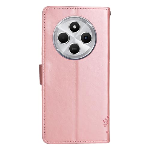 Coque Xiaomi Redmi 14C motif papillon en relief or rose - 5