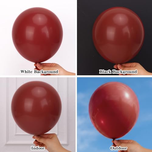 Image of RUBFAC 135pcs Ruby Red Balloons, Cherry Dark Red Burgundy Latex Balloon Different Sizes 18 12 10 5 Inch for Garland Arch Birthday Wedding Party Decoration