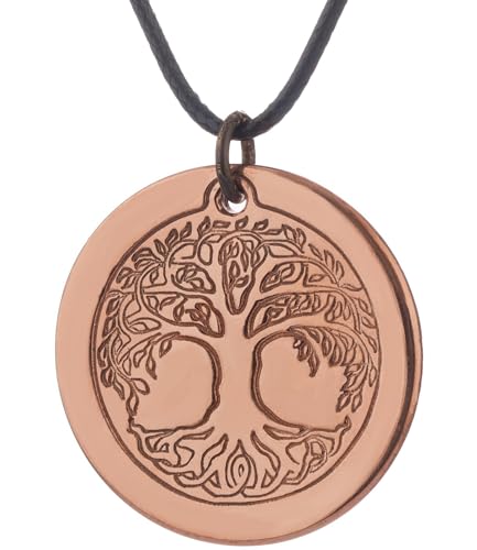 DEMMEX Tree of Life Pendant Necklace, 2.5mm Thick, 1.5 Inch Diameter, Unisex, Handmade in Turkey, Pure Copper - Polish with Sea Salt Lemon Mix