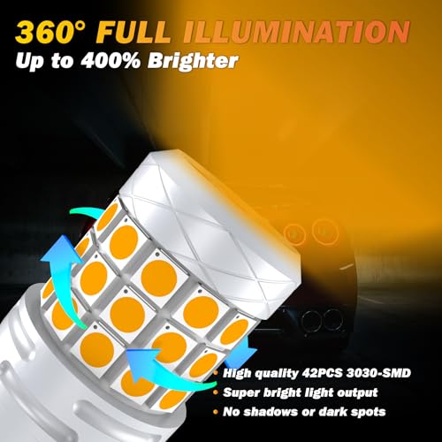 Bombilla LED 7443 W21/5W ámbar sin error Canbus para solucionar fallos de luz 2