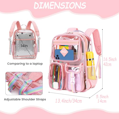 Clear Backpack for Women, Kid Transparent Clear Bookbag Stadium Approved, Girls Clear Backpack Heavy Duty for School3