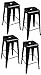 AmeriHome Metal Bar Stool Set, 30-Inch, Black, Set of 4