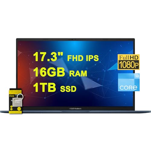 Image of ASUS VivoBook 17 Business Laptop 17.3 inch FHD IPS Anti-Glare Intel 6-core i3-1215U (Beats i7-1165G7) 16GB RAM 1TB SSD Type-C SonicMaster Win11 ICP Accessory
