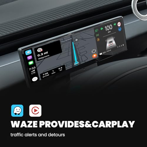 Image of Carplay Screen for Model Y Juniper 2025 2026 HD 8.8 inch HUD Wireless Apple CarPlay & Android Auto Accessories, OTA Updates, Blind Spot Monitor, Quick Buttons