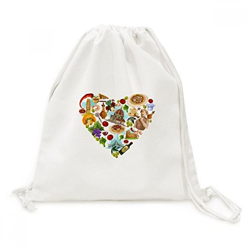 Sac cordon Italie coeur drapeau pour voyage et loisirs de plein air