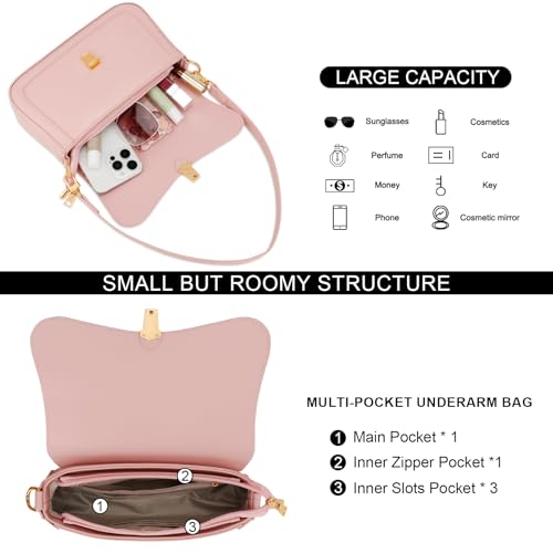 Image of KKXIU Small Shoulder Bag for Women Cute Hobo Handbags Mini Clutch Purses | Classic Trendy Retro Underarm Crossbody Bag with Detachable Straps, Zipper Closure