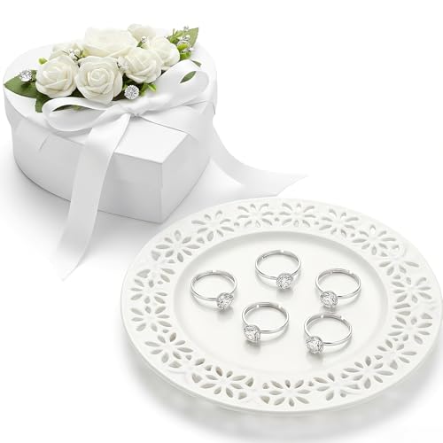 80 Pcs Fake Rings, 0.65" Inner Diameter Plastic Engagement Rings (Silver) by Rimoev - Used condition - Image 6