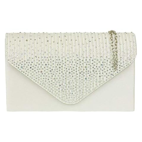 Girly Handbags Satin Clutch Bag with Diamante Cover