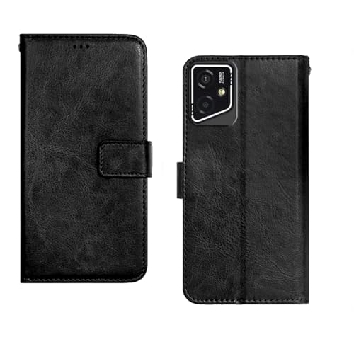 Image of amazon basics Lava Yuva Star 2 5G Flip Cover | Card Pockets Wallet & Stand | Flip Cover for Lava Yuva Star 2 5G (Black)