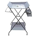 KOLHGNSE Baby Wickelkombi, Mobiler Wickeltisch Klappbar Wickelkommode Wickeltisch mit Wickelauflage Sicherheitsgurt für Kinder Ablagefächer