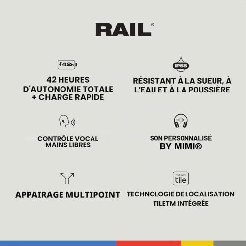 Skullcandy Rail Écouteurs Intra-Auriculaires sans Fil, Autonomie 42 h, Skull-IQ, Compatible Alexa, Microphone, Compatible iPhone + Android + Appareils Bluetooth - Noir