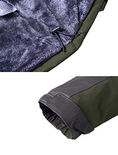KEFITEVD Herren Winterjacke Warm Fleece Winter Jacke Thermojacke Softshell Jacke mit Kapuze Skijacke Snowboarden Wandern Männer Funktionsjacke Dunkeloliv XL