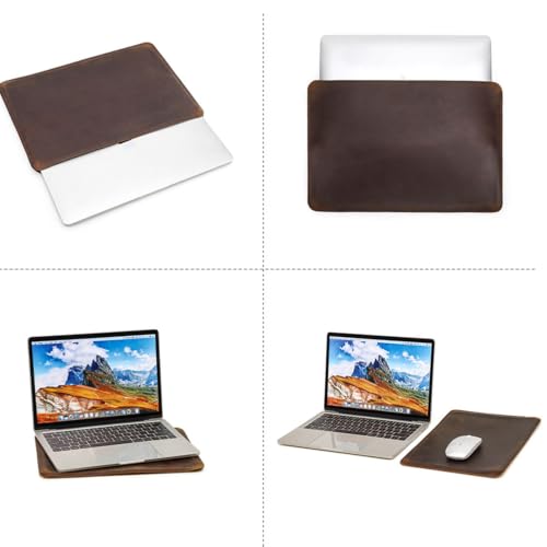 Image of CONTACTS Full Grain Leather 13.3 inch Laptop Case Slim Laptop Sleeve | Compatible with MacBook Pro 13 inch, Handmade, Brown