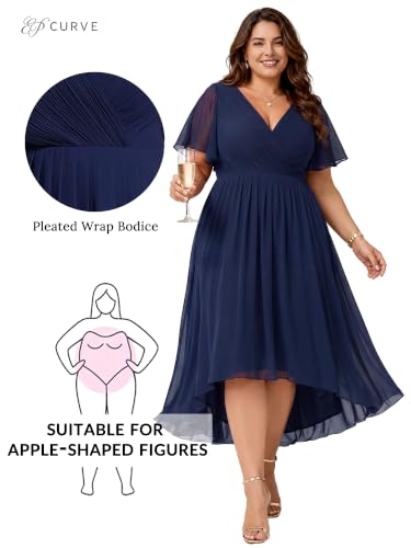 Image of Ever-Pretty Plus Women's High Low Plus Size Cocktail Wedding Guest Dresses