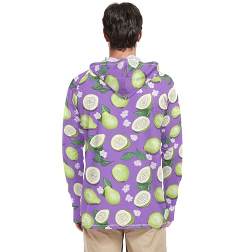 Fresh Guava Fruit Purple Men's Sun Shirts Hoodies Long Sleeve Active Wear Fishing Shirt UPF 50+ S3
