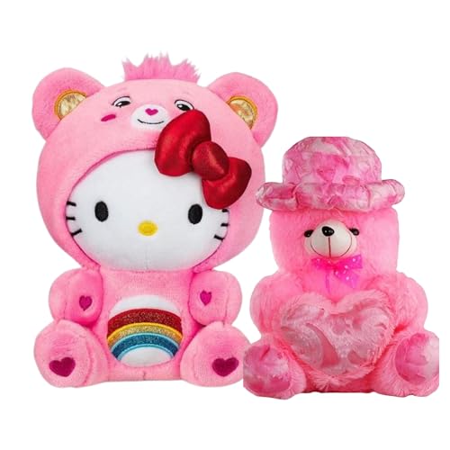 Image of Flufies Combo Valentines Teddy and Hello Kitty Plush Soft Toys - 25 cm Cat Toy as a Teddy Bear for Girls and Boys - Kawaii Stuff Doll for Kids Birthday - Anime Gifts for Fans