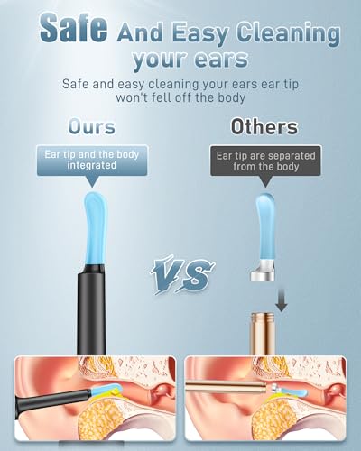 ear wax removal tool camera - ear cleaner with camera1080p otoscope ear cleaning tool with 4 ear spoon ear camera for iphone amp android phones - blue