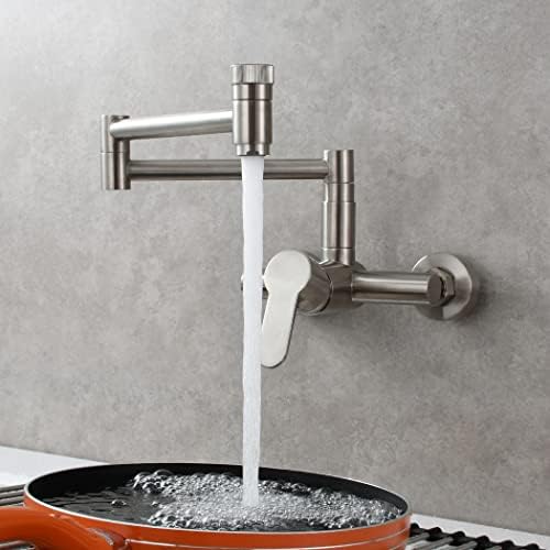 Home Essentials, Rubinetto per riempire pentole, Rubinetto da Cucina a Parete, Nichel Spazzolato, Braccio Girevole, Design Pieghevole, spruzzatore EST