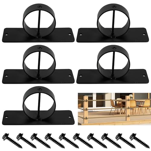 Guolich Lot de 5 Supports de Corde Noirs de 5 cm en Acier Inoxydable