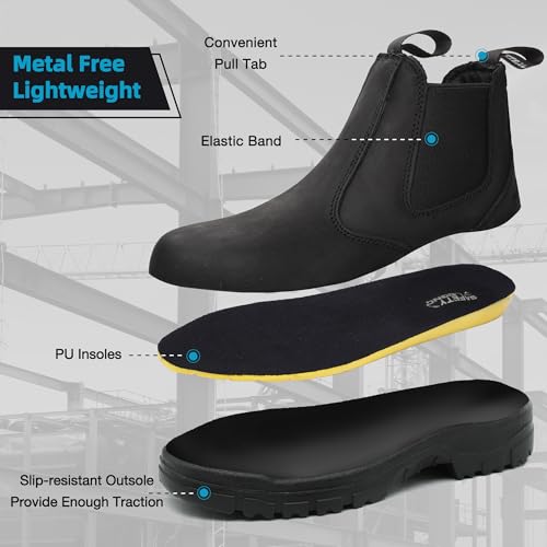 Image of Slip on Work Boots for Men Women Soft Toe Chelsea